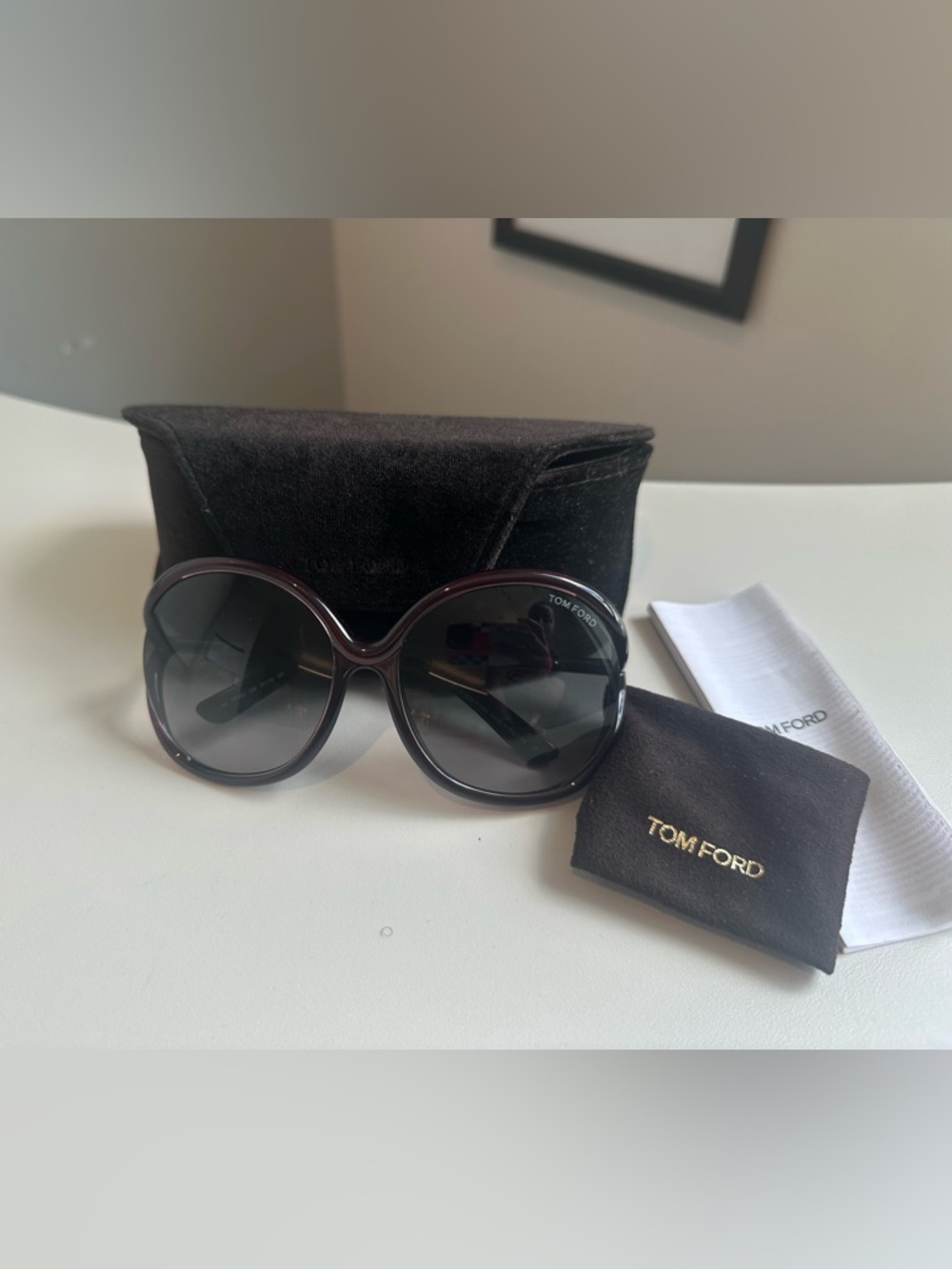 Tom Ford Women's Oversized Round Sunglasses in Dark Brown with Gradient Lenses